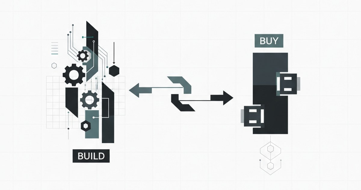 Editorial illustration for: **When to Build and When to Buy: Integration Strategies That Work**