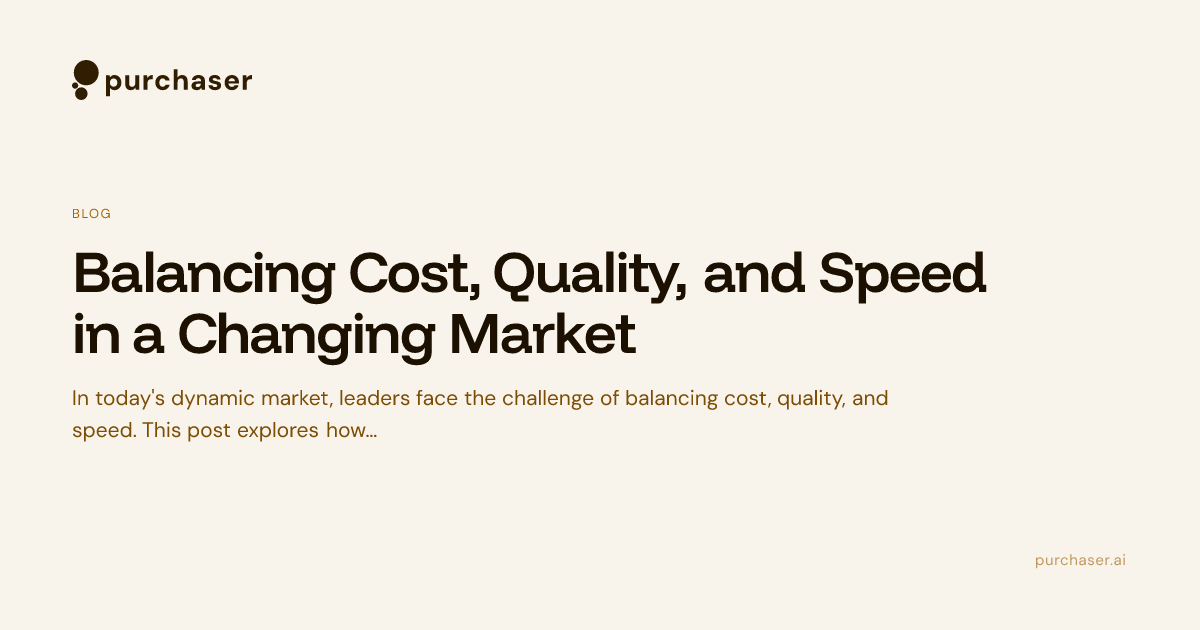 Balancing Cost, Quality, and Speed in a Changing Market - PurchaserAI Blog